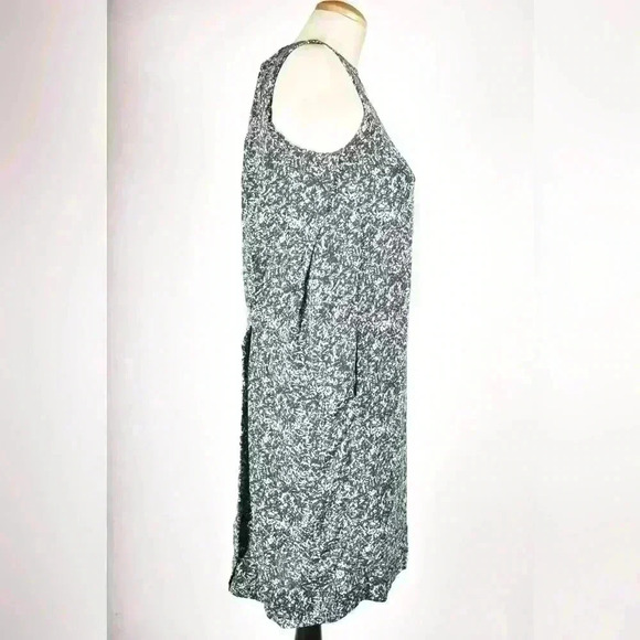 COS Teal White Black Pleated Vented Viscose Sleeveless Shift Tunic Dress  4US - Picture 4 of 11